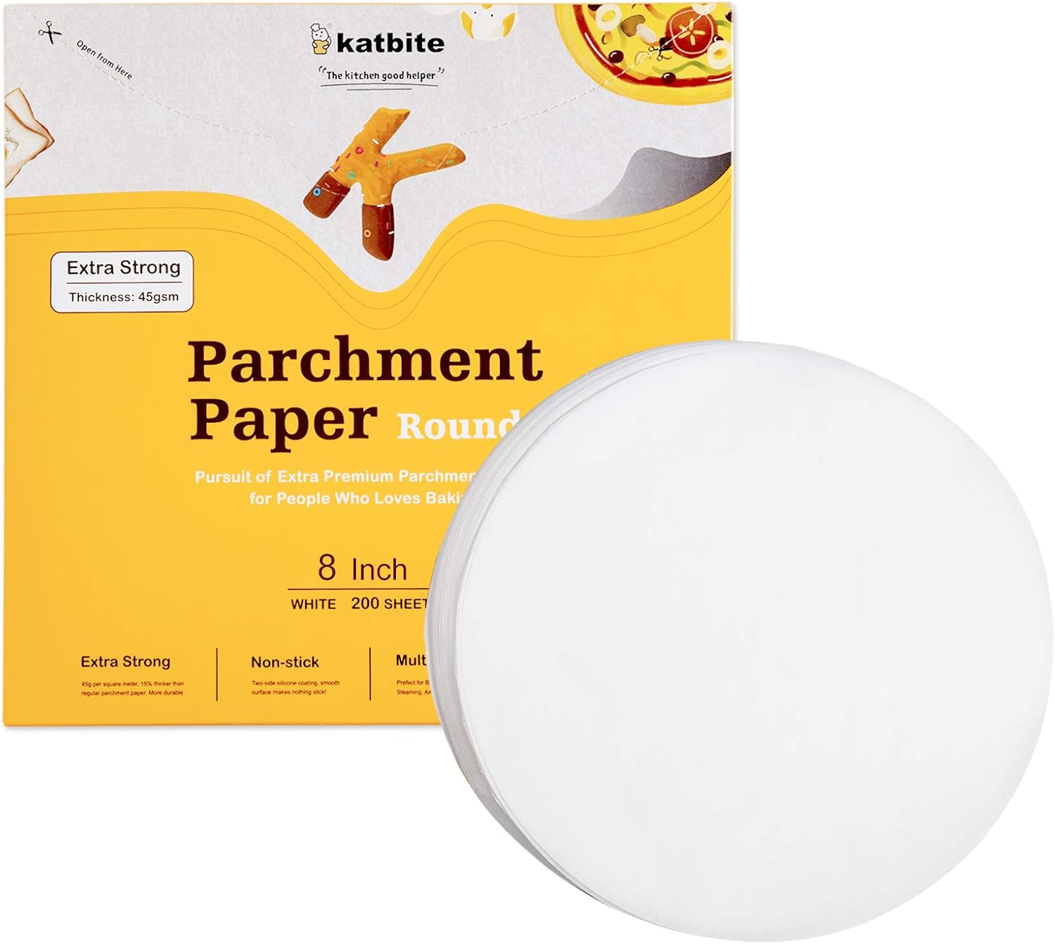 Katbite Heavy Duty Parchment Rounds 8 Inch 200 Pcs, 5
