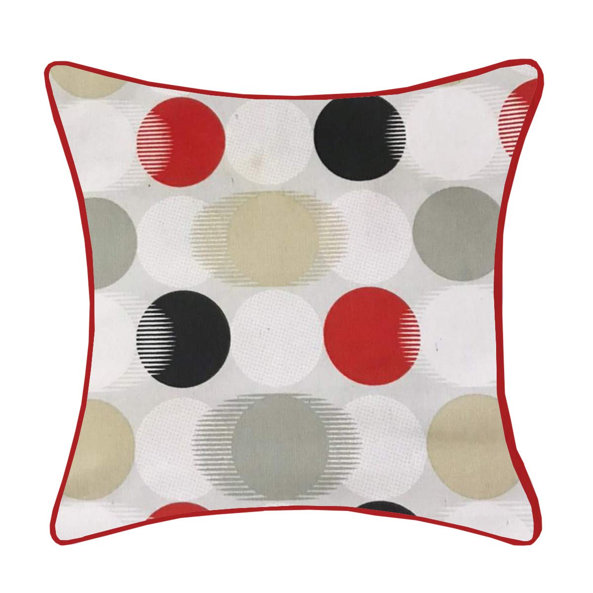 Brit Cotton Printed Throw Pillow Covers 45x45Cm Poly Cotton Cushion Covers 4 Pieces Home Decorative (Red Border)