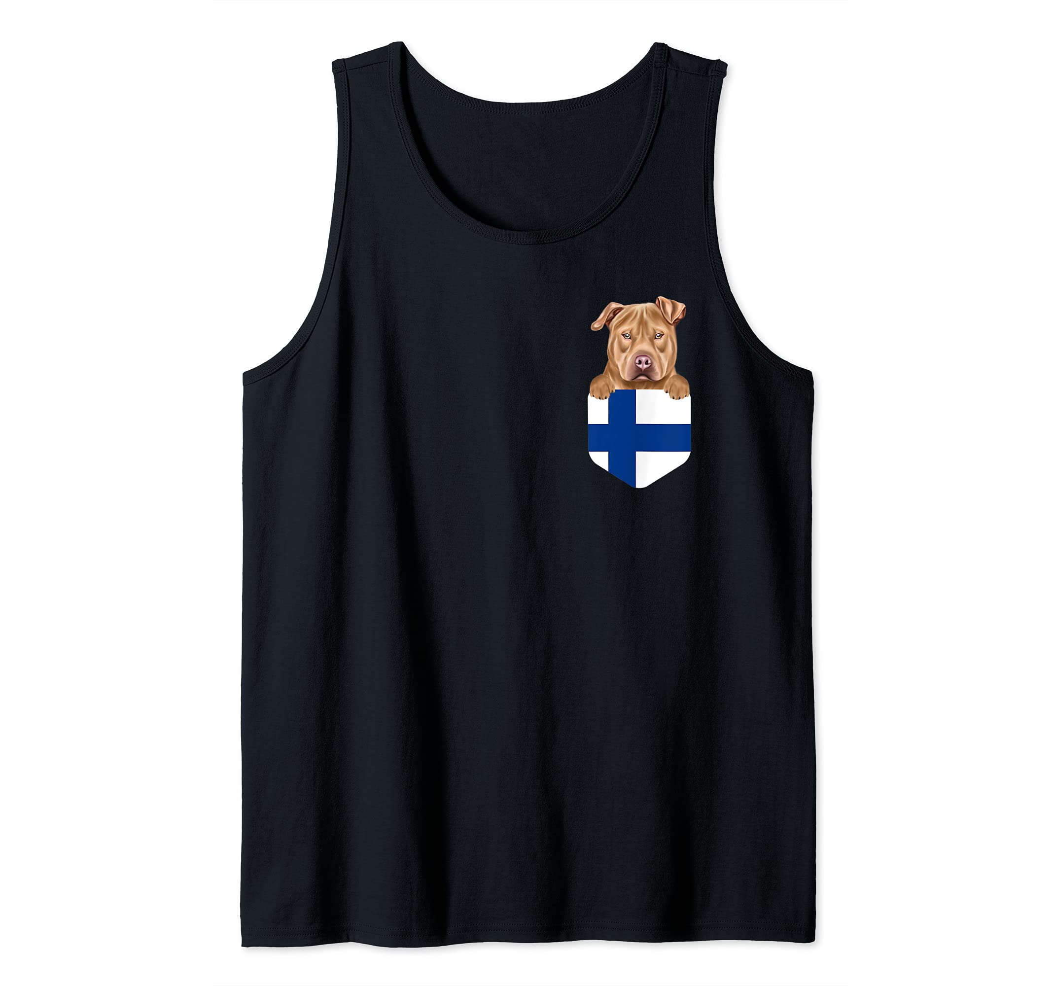 Finland Flag Usa Staffordshire Terrier Dog In Pocket Tank Top