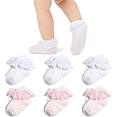 Mini angel Baby Lace Socks Baby Girl Double/Eyelet Lace Ruffle Frilly Socks for Newborn Infant and toddlers Gift Set