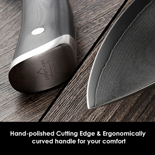 Damascus Chef Knife, 8-inch Kitchen Knife, AUS10V Japanese High Carbon Stainless Steel with Razor Sharp Blade/Gift Sheath/Gift Box Included