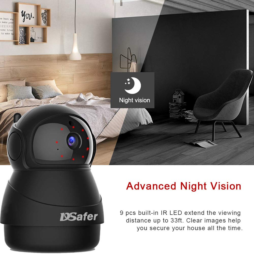 Pet Camera, WiFi Camera with 2 Way Audio, 2.4ghz 1080P HD Indoor WiFi IP Cameras for Home Security, Night Vision Wireless Camera with Motion Detection for Dogs Baby from DSafer, Black