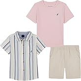 Nautica boys 3pc Shirt Short Set