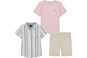 Nautica boys 3pc Shirt Short Set