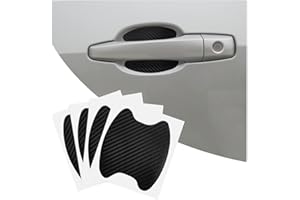 8SANLIONE 4PCS Car Door Handle Cup Stickers, Carbon Fiber Scratch Auto Door Protective Film, Non-Marking Car Door Bowl Protector, Door Handle Paint Cover Guard Universal for Most Cars, SUV, Van (Black)