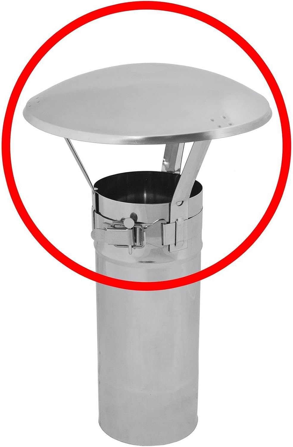 Stainless Steel Chimney Flue Cowl Pipe Rain Cover Protector Cap Ending 100-130mm, silver