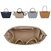 ZTUJO Purse Organizer Insert For Longchamp Le Pliage, Premium Felt Longchamp Purse Organizer Insert Small Medium Large, Tote Organizer Insert (Beige, Small For Handle S)