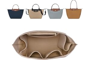 ZTUJO Purse Organizer Insert For Longchamp Le Pliage, Premium Felt Longchamp Purse Organizer Insert Small Medium Large, Tote Organizer Insert (Beige, Small For Handle S)