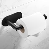 HITSLAM Matte Black Toilet Roll Holder, Self Adhesive 304 Stainless Steel