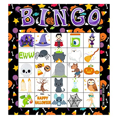 28 Halloween Bingo Game Cards (5X5) for Kids Halloween Party Card Games