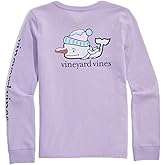 Vineyard Vines Girls Girls' Glitter Snowman Whale Long-Sleeve Pocket Tee