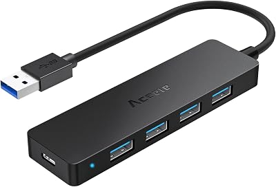 Aceele USB 3.0 Hub 5-in-1 with Type C Powered Port for MacBook iMac Dell PS5