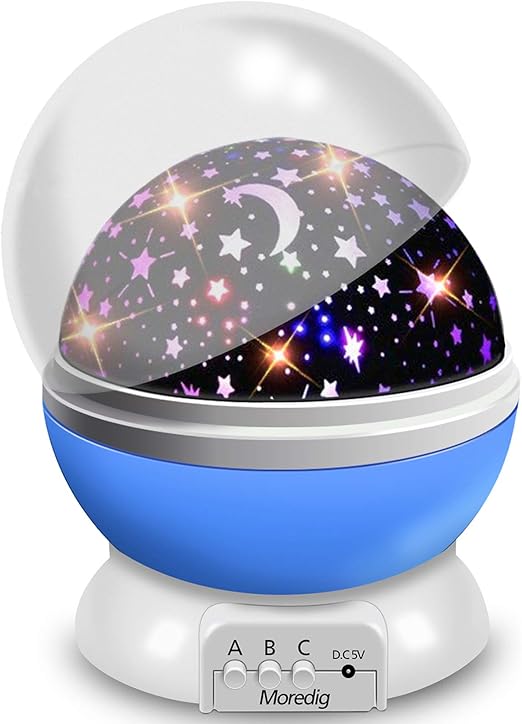 Veilleuse Enfant Lampe Projecteur Rotation A 360 Romantique Veilleuse Bebe Etoiles Lampes De Chevet Lampes D Ambiance 4 Led 8 Modes D Eclairage 2 Modes De Charge Bleu Amazon Fr Luminaires Et Eclairage