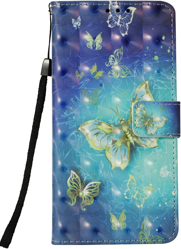 for LG K30 Case Wallet , LG K10 2018 Case, LG Premier Pro Case, Voanice PU Leather with Credit Card Slots Holder Kickstand Flip Cover Wrist Strap Women Men Protective Magnetic & Stylus-Blue Butterfly