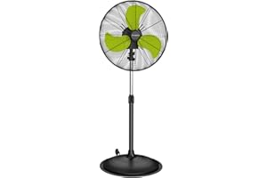 FANQIEBROS 5000 CFM 20 IN Pedestal Oscillating Fan, 3 Speed Heavy Duty Metal Fan, High Velocity Air Circulator with Caster for Commercial, Residential, Warehouse, Patio, Garage, Barn - UL Listed