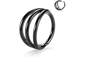 FUNLMO 316L Surgical Steel Nose Hoop Septum Conch Piercing Jewelry Cartilage Daith Helix Tragus Rook Lobe Earring Triple/Double Nose Lip Ring 20G 18G 16G