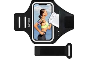 Phone Holder for Running, Karvense Phone Arm Bands for Running Exercise Workout Jogging, for iPhone SE/13 mini/12 mini/11 Pro/8/7/6s, Samsung Galaxy, up to 5.4'', Cell Phone Armband with Zipper Pocket