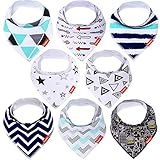 Baby Bandana Drool Bibs - 8 Pack Unisex, Organic Cotton, Soft and Absorbent, Baby Bibs for Drooling and Teething, Excellent Gift Set for Boys and Girls