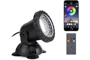 SHOYO Pond Lights, IP68 Waterproof Fountain Light Colored Spotlights Underwater Landscape Lighting Dimmable Submersible Timer LED Spot Lights for Garden Yard Lawn Halloween, 1 light