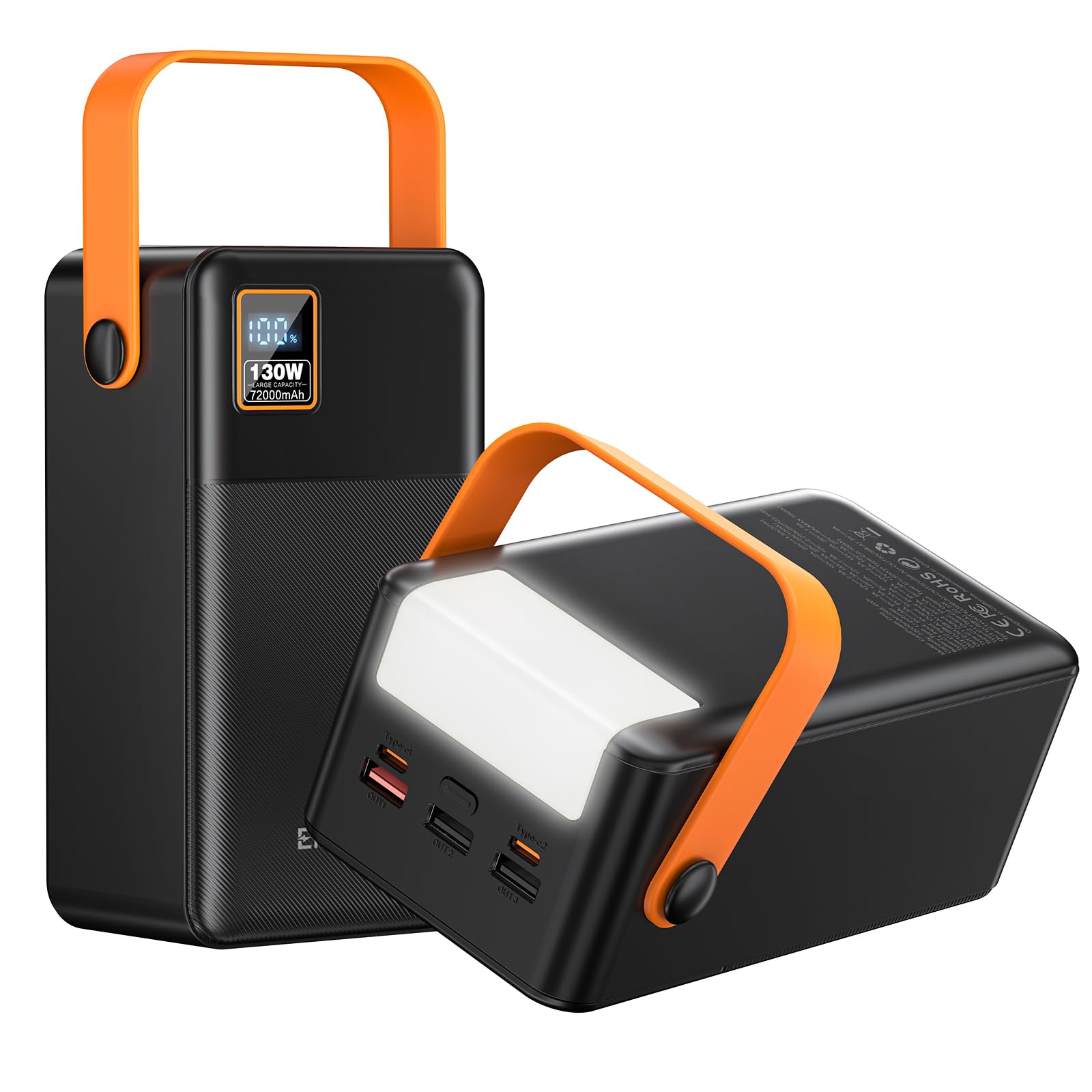 Photo 1 of Power Bank 72000mAh Power Station, 130W Fast Charging, Portable Outdoor Generator with Smart Digital Display, Retractable Lighting - Perfect for Travel, Camping, Home Backup