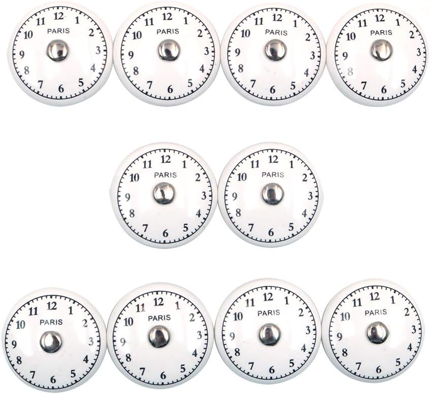 Namvo Set of 10 x The Time Ceramic Door Knobs Vintage Shabby Chic Antique Cupboard Door Handles Arabic Numerals