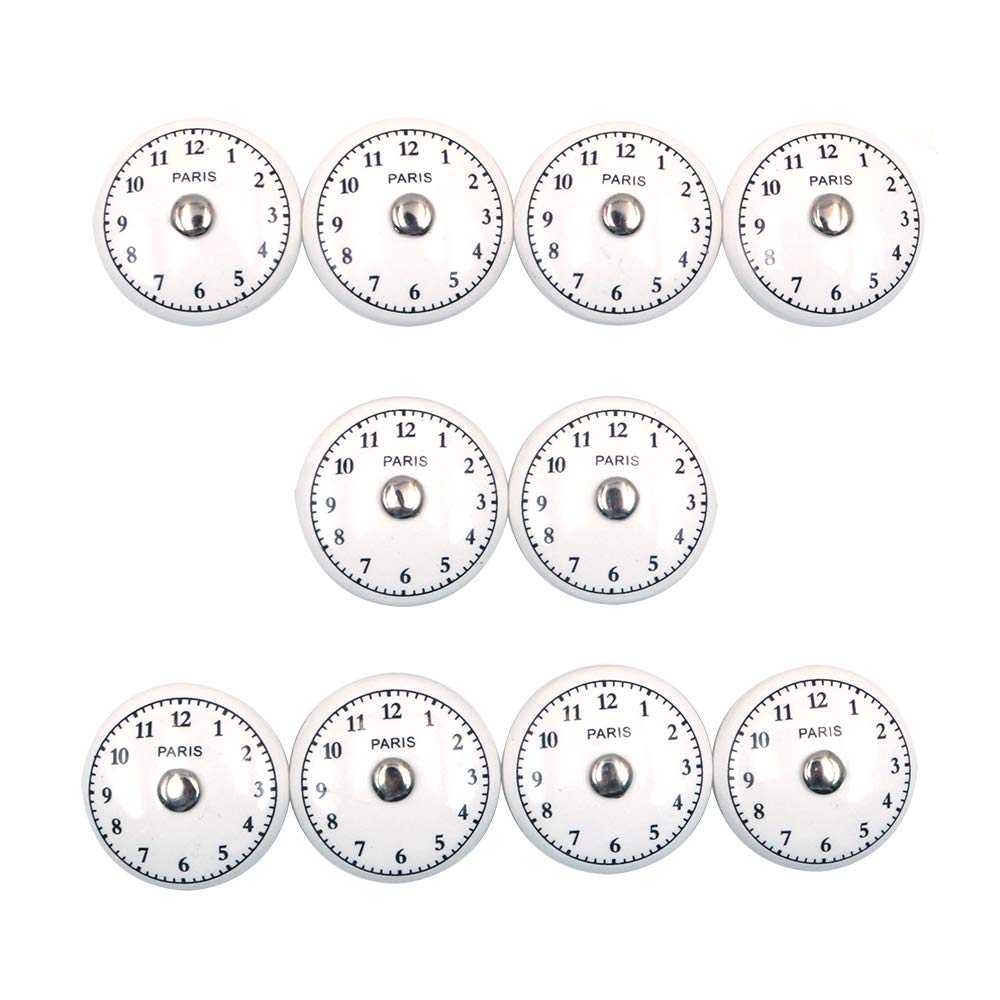 Namvo Set of 10 x The Time Ceramic Door Knobs Vintage Shabby Chic Antique Cupboard Door Handles Arabic Numerals