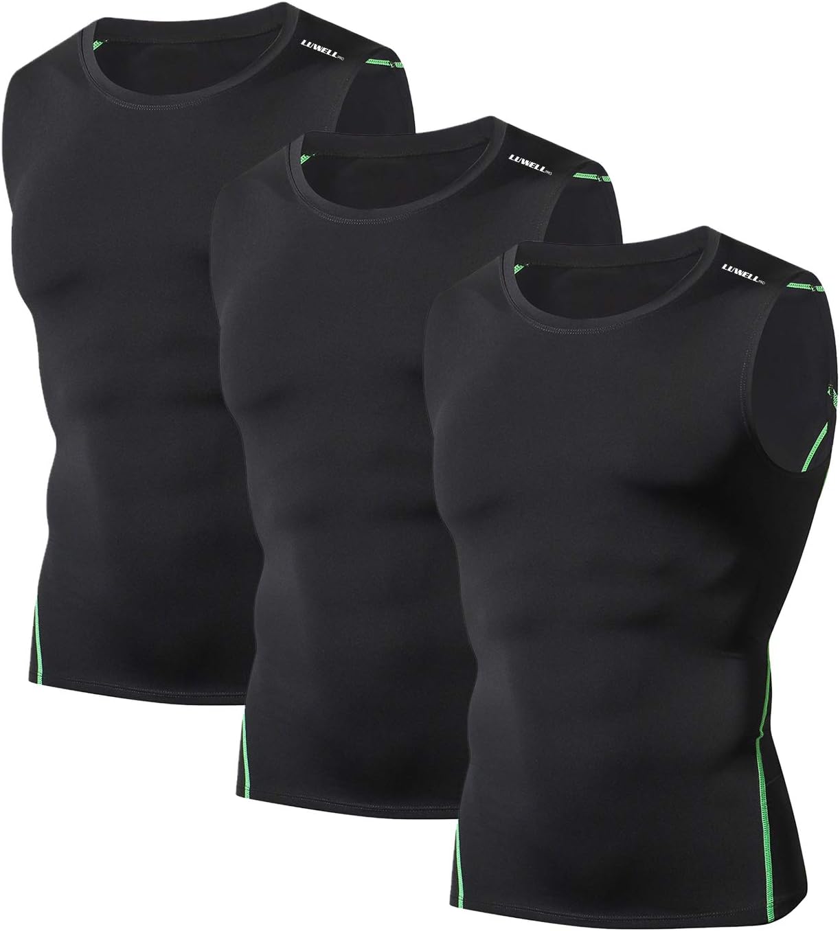 Men's 3 Pack Tank Tops Compression Sleeveless Shirts Baselayers Muscle Shirts for Running,Workout,Gym,Training