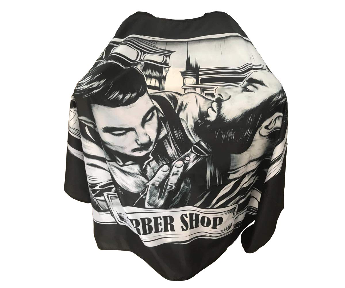 Pelocapa Barber Cape for Men Hair Cutting Salon Cape with Snap Closures Waterproof Professional Large Barber Hairdresser Cape- 63”× 56” (Comic Style)