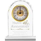 40th Anniversary Wedding Gifts Crystal Clock Gifts For Wife Husband,Laser Engraved 40th Anniversary Wedding Crystal Keepsake Gift For Couple Parents,40th Anniversary Quartz Clock Decorations For Home