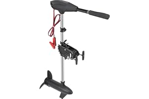 BODIOO 55lb Thrust Trolling Motor 8 Speed Electric Outboard Motor Kayak Motor with Adjustment 6-inch Extendable Handle, 30'' Shaft Length, LED Indicator, Transom Mounted for Kayak, Fishing Boat(Black)