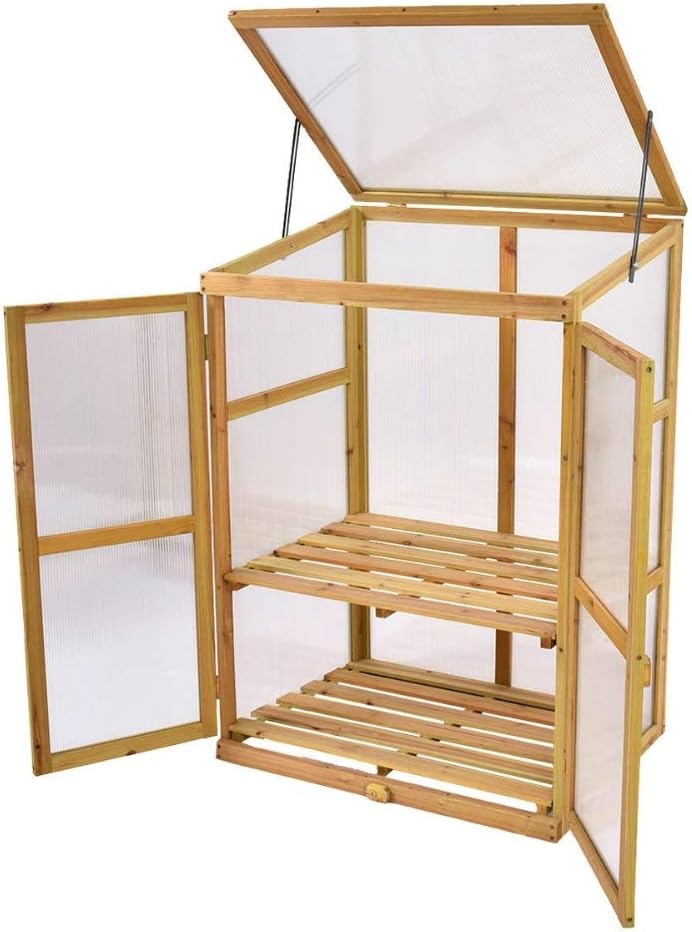 Amazon Com Bs Mini Greenhouse Wooden Growhouse Growing Rack Outdoor Indoor Portable Garden With 2 Shelves 2 Door Double Locking Weather Resistant Protect Flowers Planter Durable Sturdy Ebook By Bada Shop