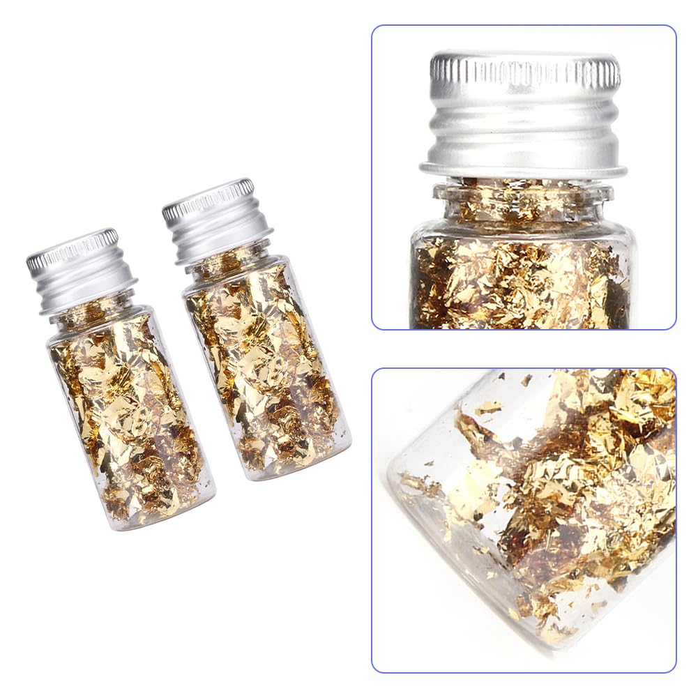 Lwuey Decorating Flakes, Gold Leaf Cake Decoration Flake Goldlen Toppers Gilding Foil Decor Imitation Metallic Decorative Drink Cooking Chocolates Cakes Drinks Dessert Cupcake Makeup 2PCS