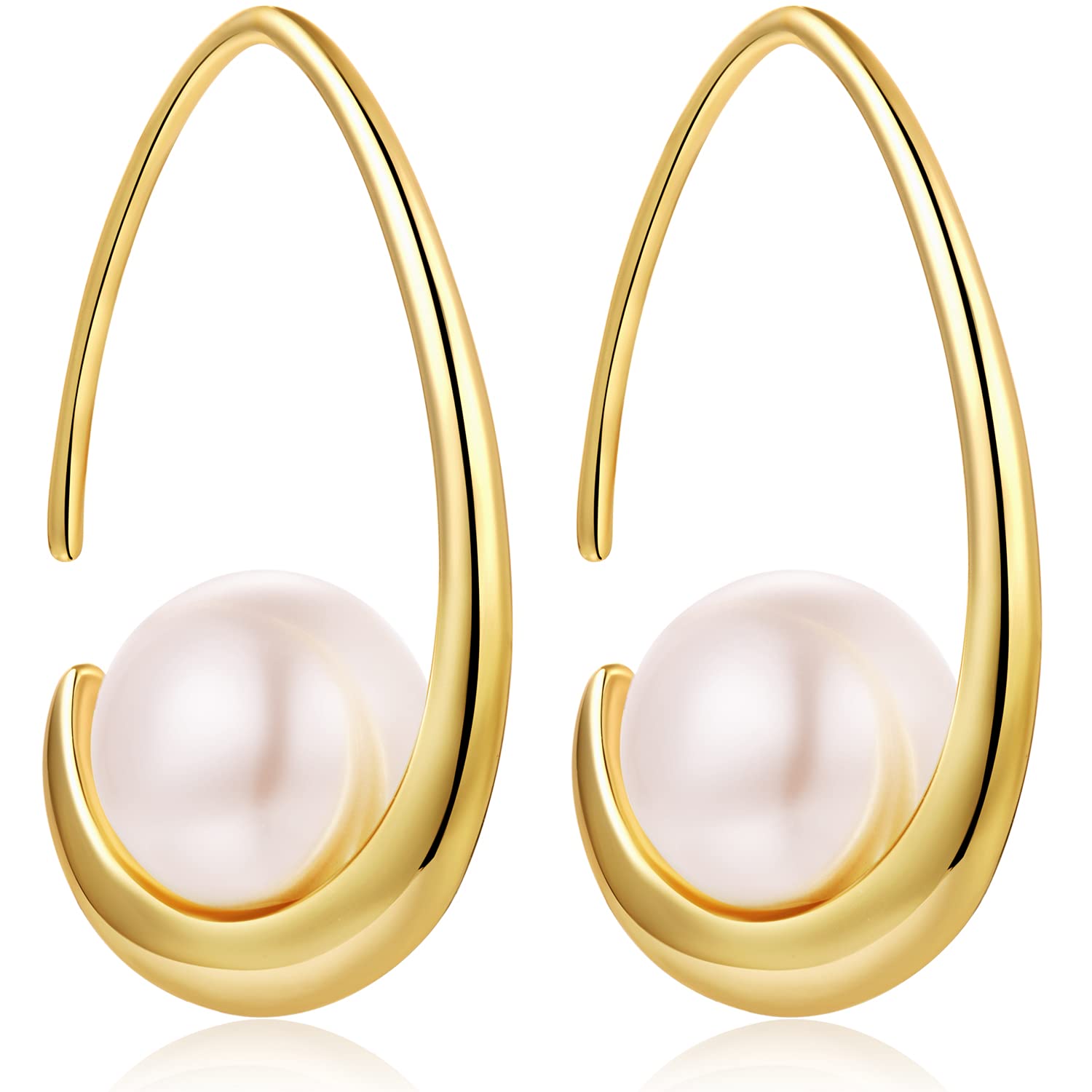 Pearl Earrings Gold Pearl Dangle Earrings Pearl Leverback Earrings Sterling Silver Pearl Drop Earrings for Women Pearl Hoop Earrings Imitation Pearl Dangling Earrings Women Diamond Pearl Earrings