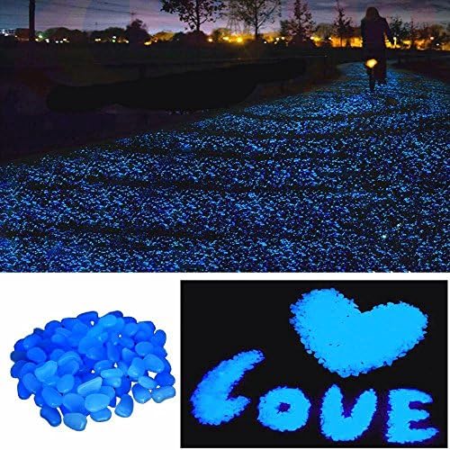 200 Pcs Glow in the Dark Garden Pebbles Stone for Walkways Yard Aquarium Gravel Fish Tank and Garden Driveway,Powered By Light And Solar