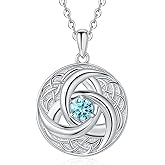 AIZANYU Celtic Knot Necklace Sterling Silver Religious Irish Birthstone Pendant Jewelry Birthday Gifts for Women