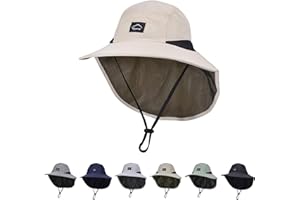 ZOORON Kids Sun Hat with Neck Flap UPF 50+ UV Protection Wide Brim Breathable Fishing Safari Beach Summer Hat for Boys Grils