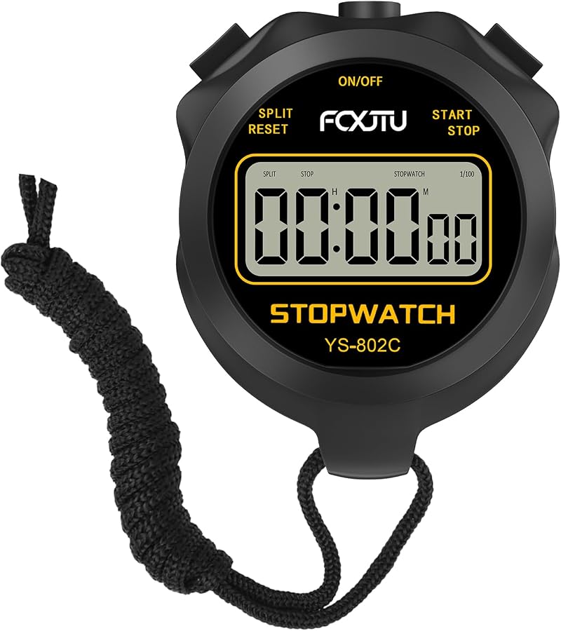 FCXJTU Simple Digital Stopwatch Silent On Off Basic Operation 1/100