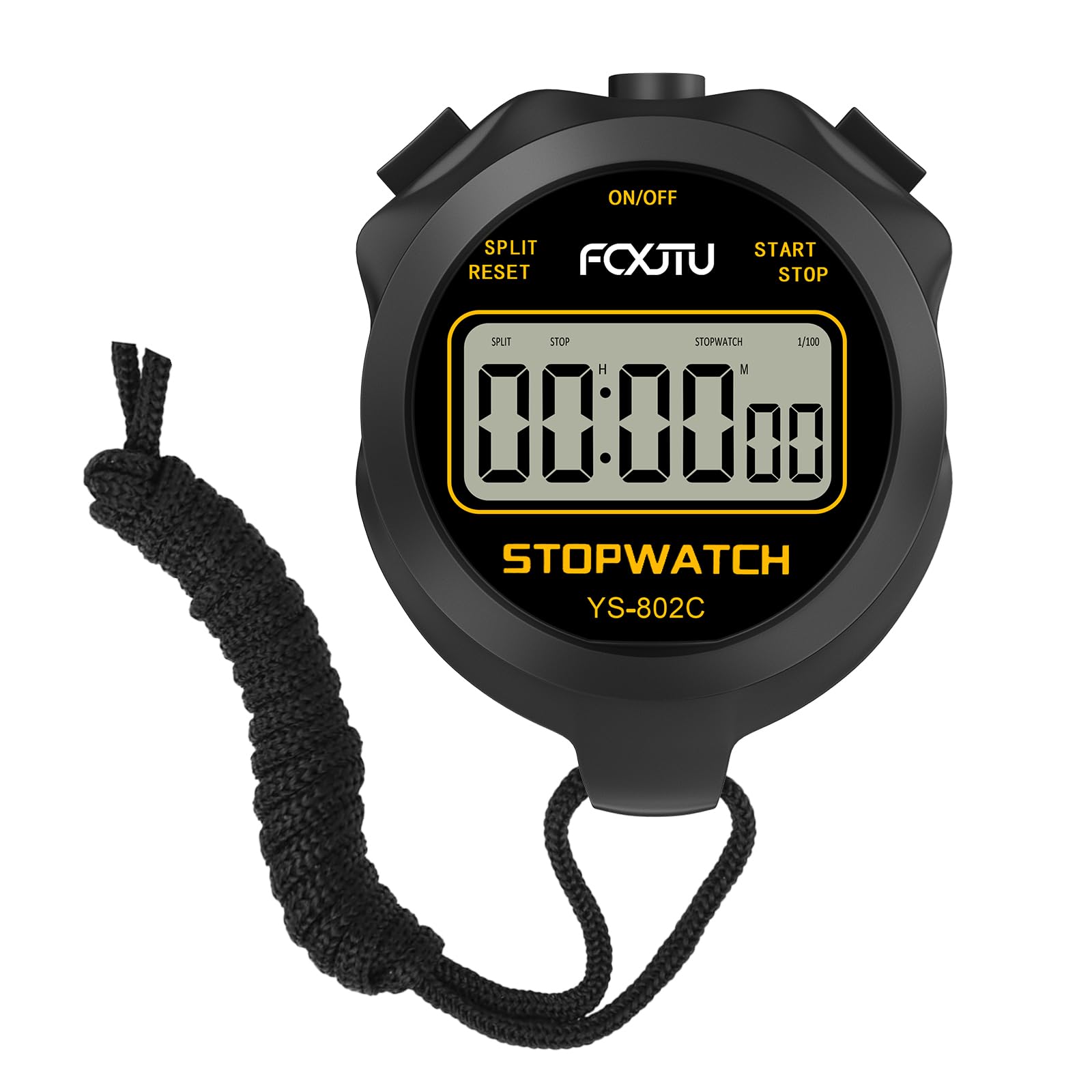 FCXJTU Simple Digital Sports Stopwatch, No Bells, No Clock, No Alarm, Simple Basic Operation, Silent, ON/Off, Pure Stopwatch for Swimming Running Training Kids Coaches Referees Teachers Black