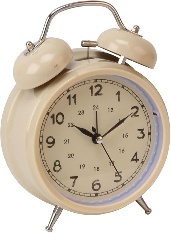 Cream Double Bell Alarm Clock Amazon.co.uk Kitchen & Home