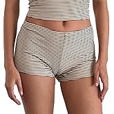 NUFIWI Y2k Striped Shorts for Women High Waist Stretch Micro Boy Shorts Slim Fit Pajamas Bottoms Lounge Shorts Sleepwear