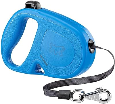 Trela retrátil para cães grandes Flippy One Tape L, trela extensível 5 m, máximo 50 kg, azul
