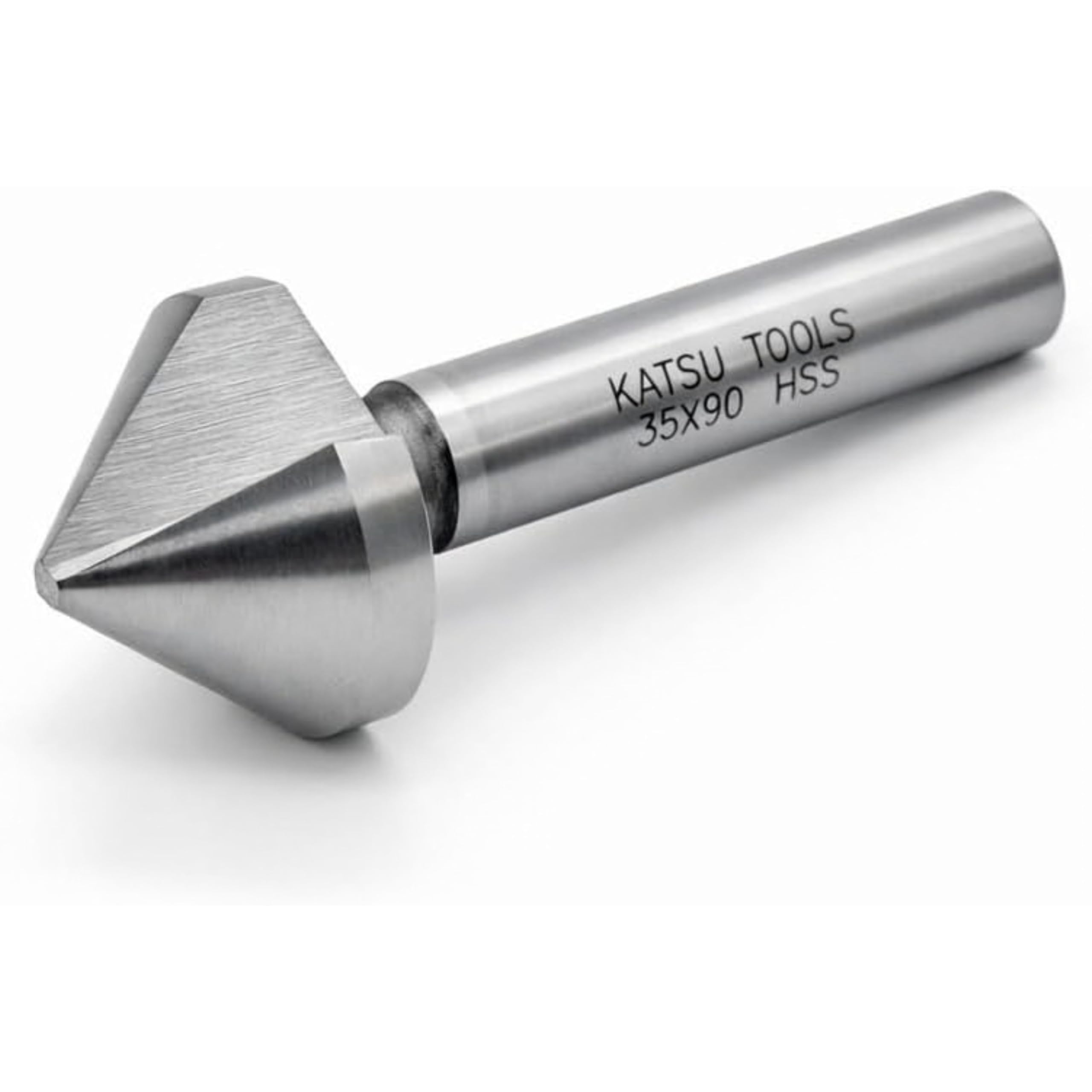 Countersink Drill Bit, KATSU HSS 6542 Countersink Drill Bit 90 Degrees 35mm 3 Flute Chamfer Cutter Drill Bit for Wood Steel Metal Machine Tools, Positioning Drill Mill Cutter 12740619