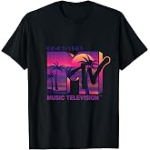 The Official 1981 MTV Logo with Purple Palms in the Sunset T-Shirt