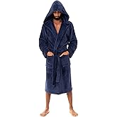 John Christian Men's Hooded Fleece Robe Navy