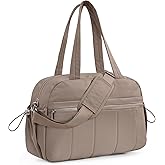 Outplea 20L Puffer Gym Bag for Women, Small Personal Item Travel Duffle Bag with Wet Pocket for Airplane, Brown