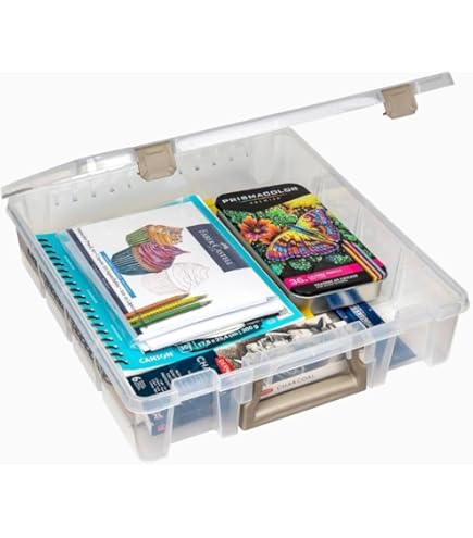 Boîte De Rangement Transparente ArtBin - 3 Séparateurs Amovibles, Parfaite Pour Fournitures D’art Et Papiers