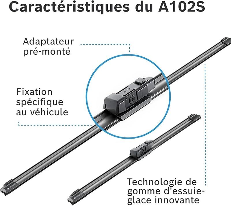 Bosch Aerotwin eA 102 S Jeu de 2 Balais d'essuie-glaces - 650 mm / 475 mm