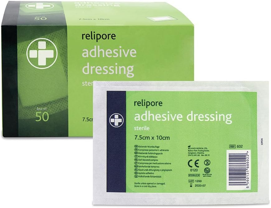 Reliance Medical Relipore First Aid Sterile Dressing, Low Allergy Sterile Adhesive Dressings for Wounds Injuries and Aches