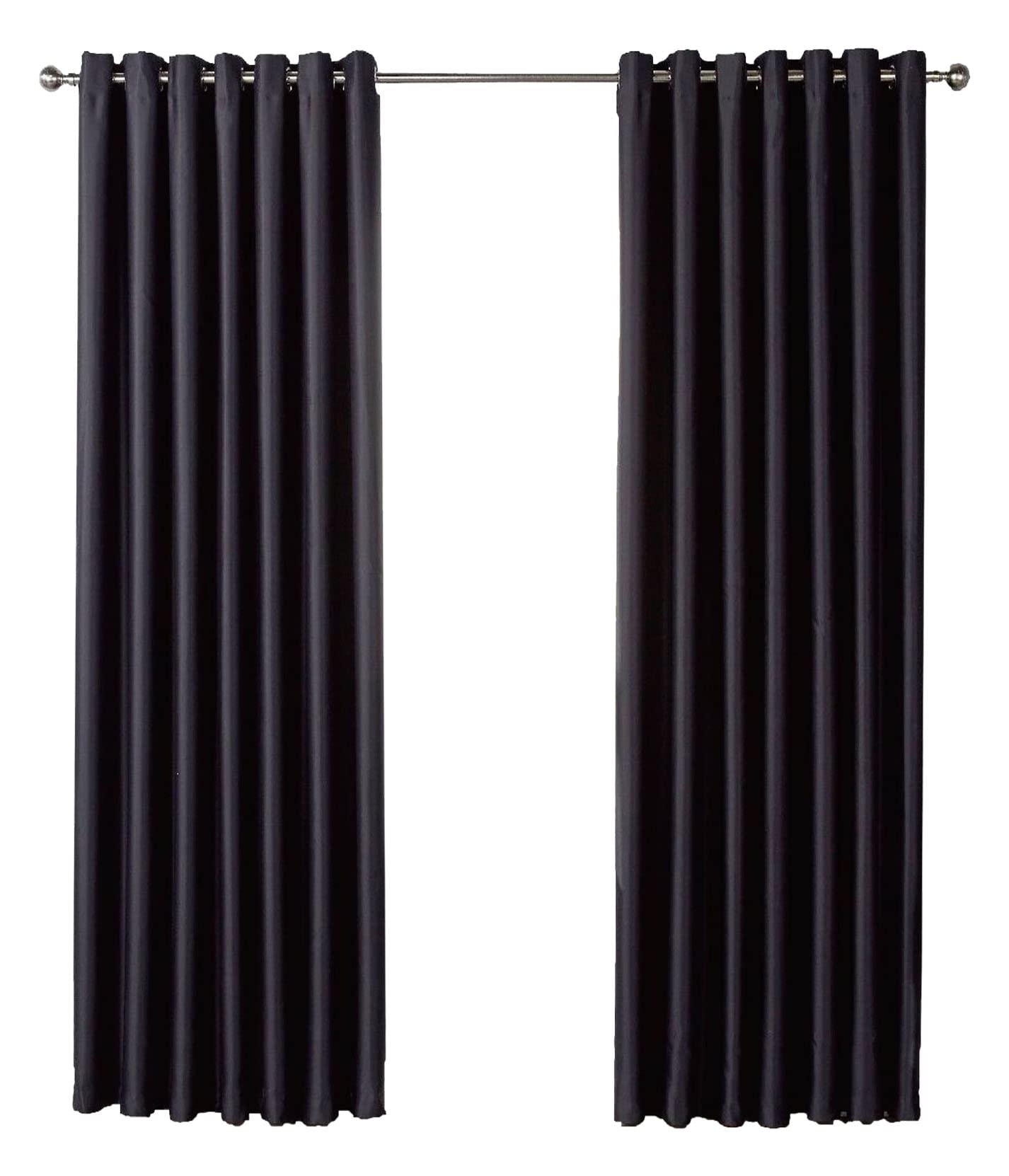 Olivia Rocco Blackout Eyelet Curtains Black Out Thermal Ring Top Curtain Pair Window Treatment Living Room Bedroom, 46" (Width) x 54" (Drop) Black — image 1