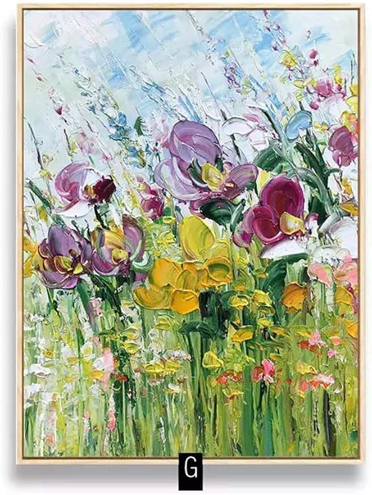 Pintura Al Oleo Pintada A Mano Sobre Lienzo Moderno Abstracto Sencillas Flores De Colores Espatula Pintura Decoracion Salon Dormitorio Inicio Restaurante Cafe Del Hotel Pinturas De Pared 70x105c Amazon Es Hogar